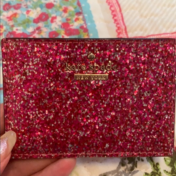 ❥ Kate Spade pink glitter card holder ❥
